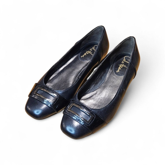 Cole Haan Shoes - Cole Haan Black Leather Flats with Silver Buckle Size 7.5